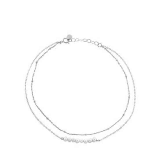 Giani Bernini Cultured Freshwater Pearl (3-4mm) Layered Anklet - Picture 1 of 3